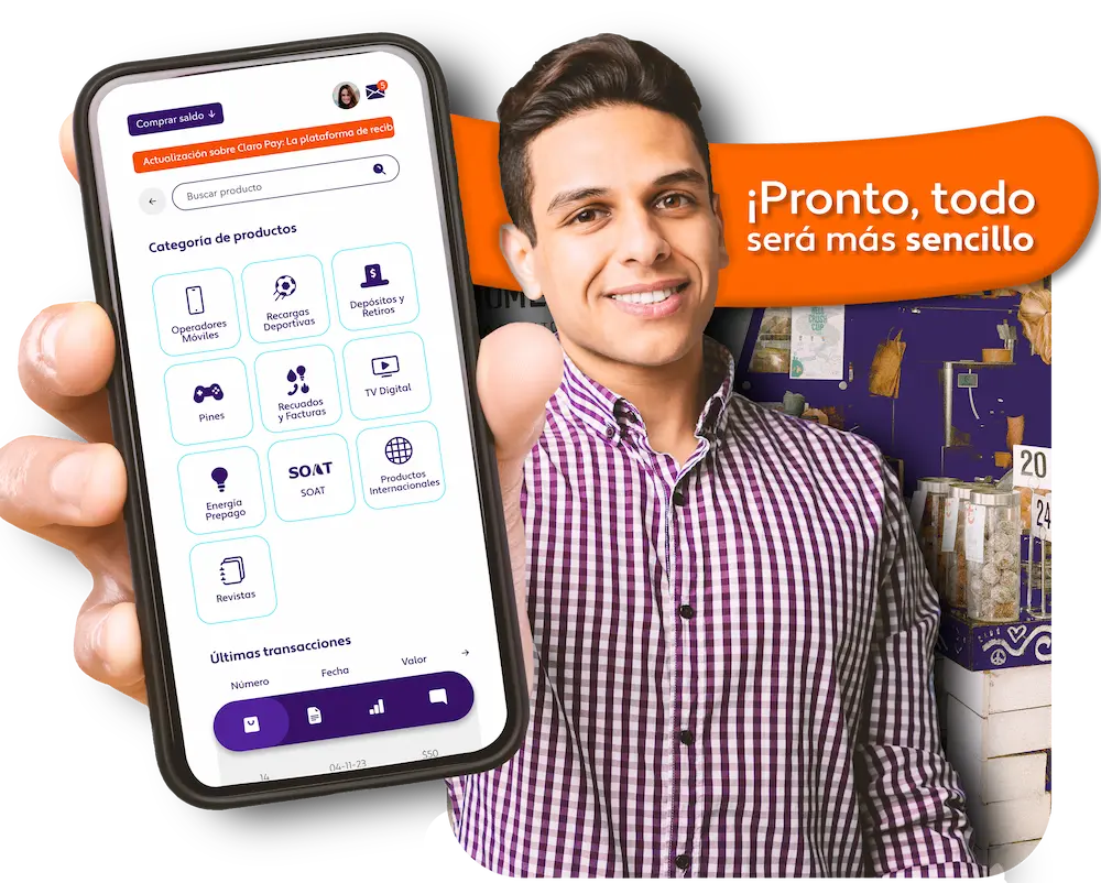 Ilustración de la plataforma de recargas y pagos en un smartphone y tablet